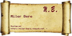 Miler Bere névjegykártya